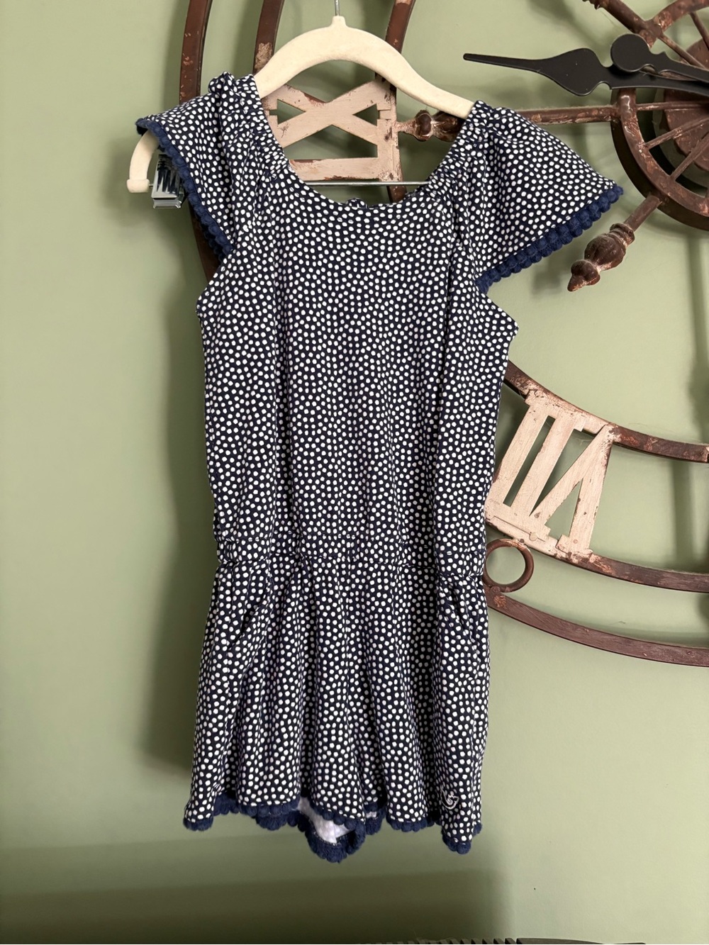 Vineyard Vines Navy and White Polka Dot Romper